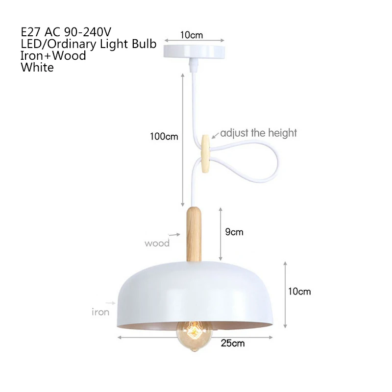 Подвесной светильник в скандинавском стиле, восстанавливающий древние деревянные абажуры светодиодный 220 В для декора Лофт, столовой, спальни, кабинета, гостиной, кафе - Цвет корпуса: White