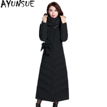 AYUNSUE зимняя длинная куртка-пуховик женские парки с капюшоном Mujer Теплые черные пальто женские куртки Chaquetas Invierno Mujer KJ375