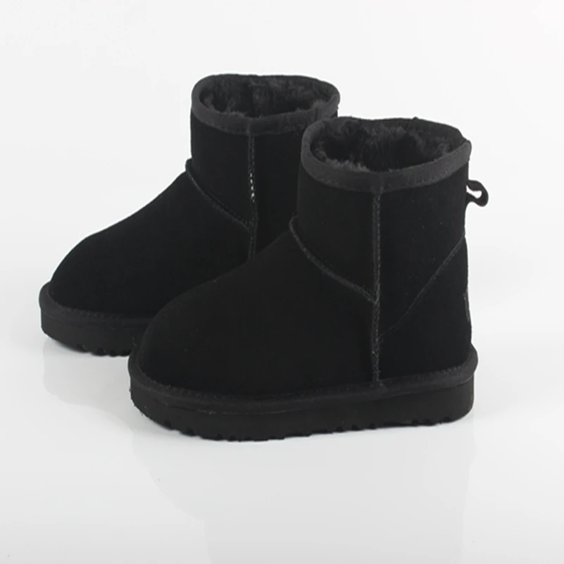 

Low calf cowhide warm student cotton shoes chestnut brown button bottom button warm and skid winter boots
