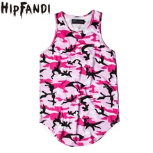 HIPFANDI, камуфляжный Удлиненный топ на бретелях для мужчин,, летняя уличная одежда, изогнутый подол, камуфляжный топ на бретелях в стиле хип-хоп, длинный дизайн, мужские повседневные футболки
