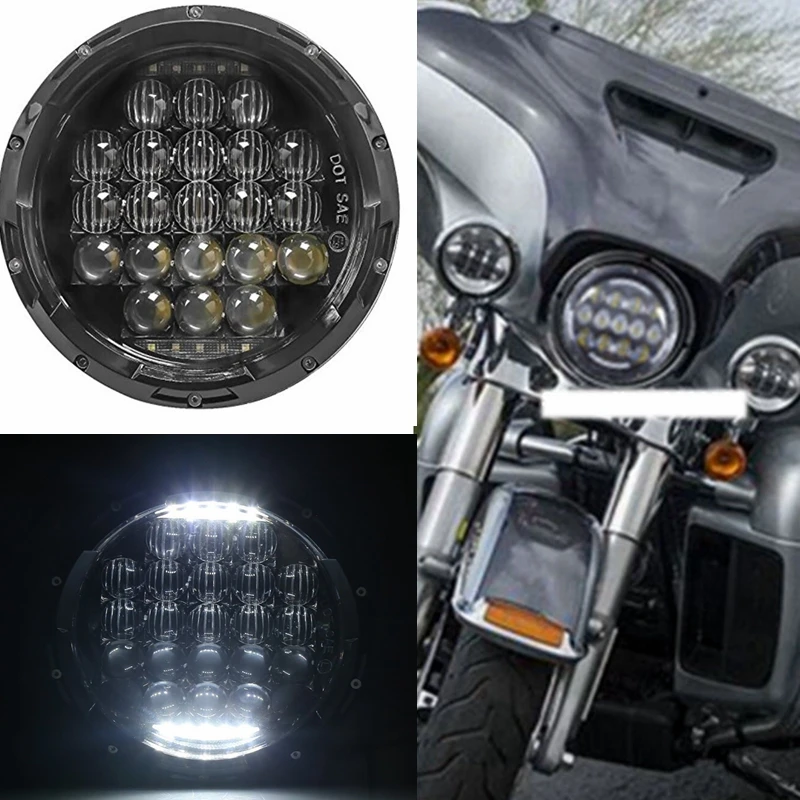 7" Motorcycle Accessories Projector Motor LED Light Bulb Headlight Halo for Harley Davidson