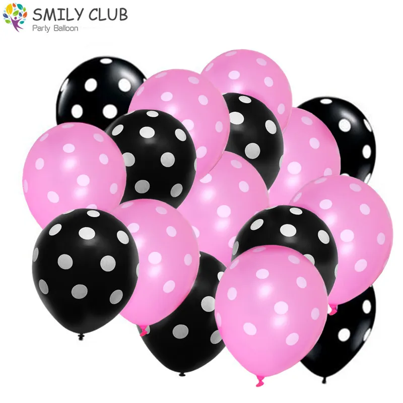 12" Big Polka dot Balloons Helium/Air Quality Spotty Baloons Ribbons Balon ribon 
