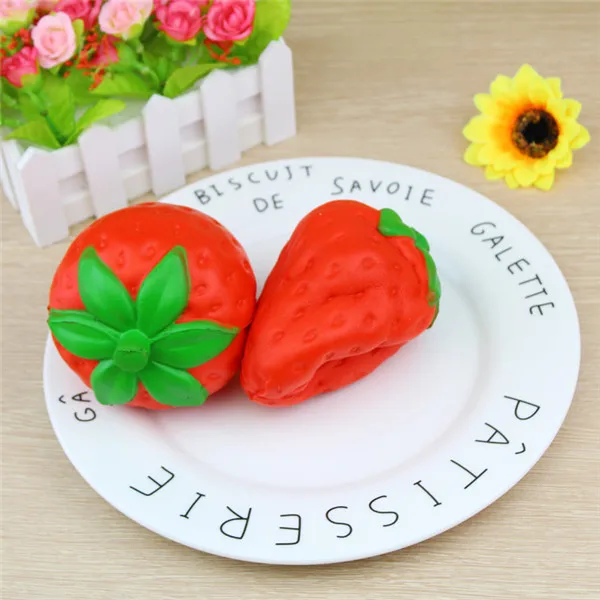 Big Jumbo Juicy Squishy Strawberry Fake Artificial Food Fruit Memory Foam Venting toys - 3