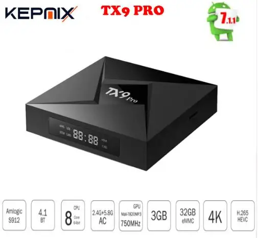 

10PCS TX9 Pro TV Box 3G RAM 32G ROM 4k smart google Amlogic S912 Octa-core CPU Android 7.1 OS