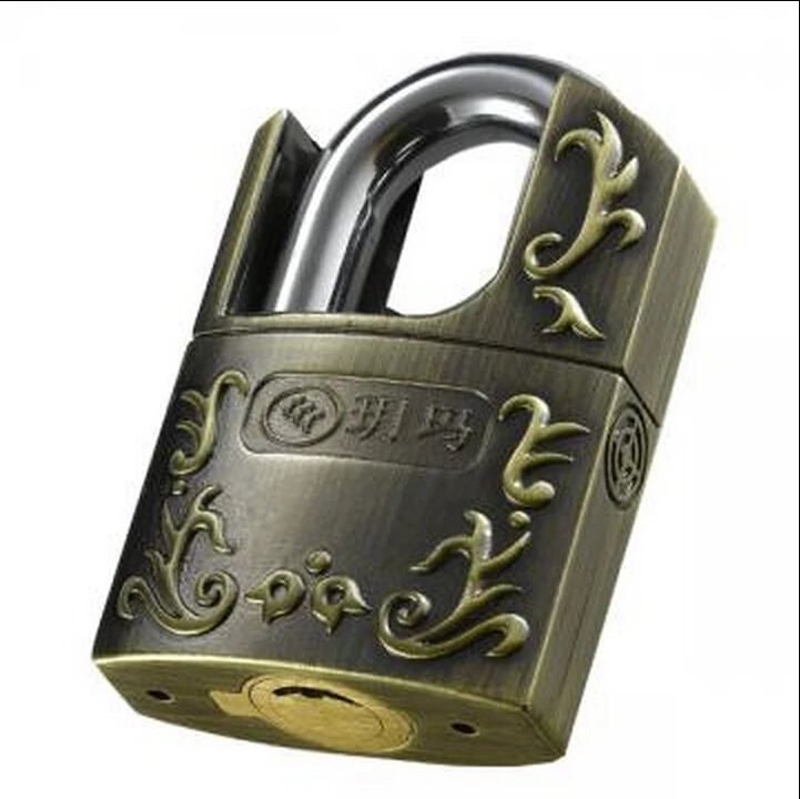 

High Grade Security Stainless Alloy Door Warehouse Padlock Copper Retro locks with 3 keys
