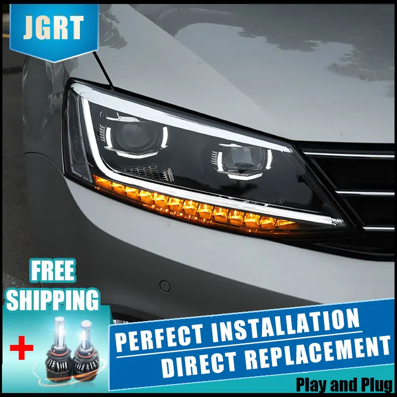  2PCS LED Headlights For Volkswagen jetta 11-18 Car Led Lights Double Xenon Lens Car Accessories Day - 32985664784