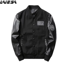 LIESA Men’s Jacket Fashion Slim Fit Man Leather Patchwork Coat 2017 Autumn Winter Jackets Male Overcoat Parka Men Plus Size 4XL