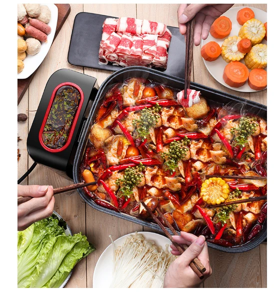 BBQ Non-smoking stick roast shabu-электрический гриль для барбекю праздник в доме и под открытым небом 5 передач контроль температуры