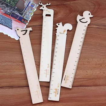 

Coloffice 2PCS/Lot Cute Animal Head Ruler 15cm Wooden Drawing Straight Ruler Kawaii For Kid Stationery School Office Supplies