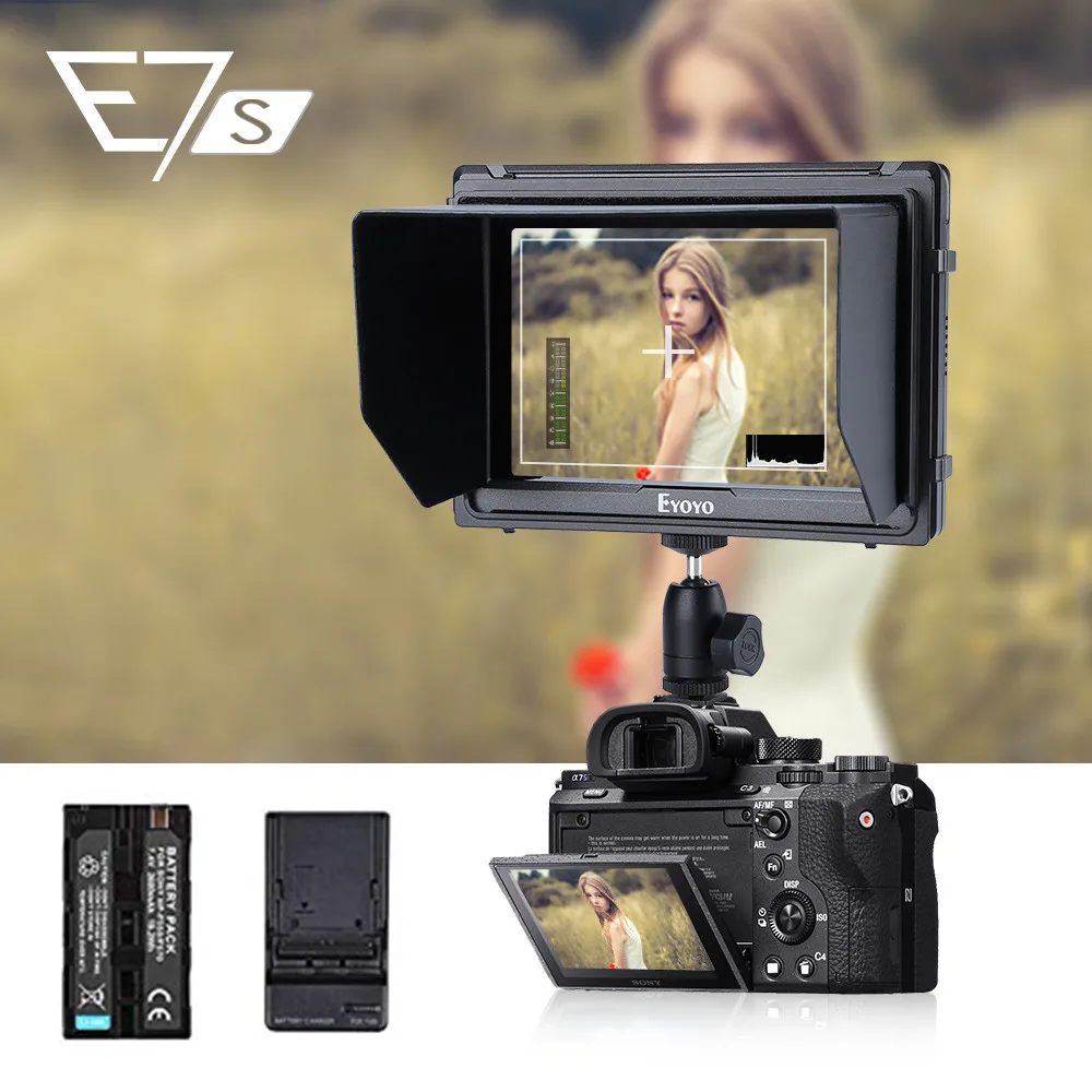 

Eyoyo E7S 4k Camera Monitor DSLR Full HD 1920x1200p 7" inch Field Monitor battery HDMI Small Slim IPS Camera Video Monitor 4K