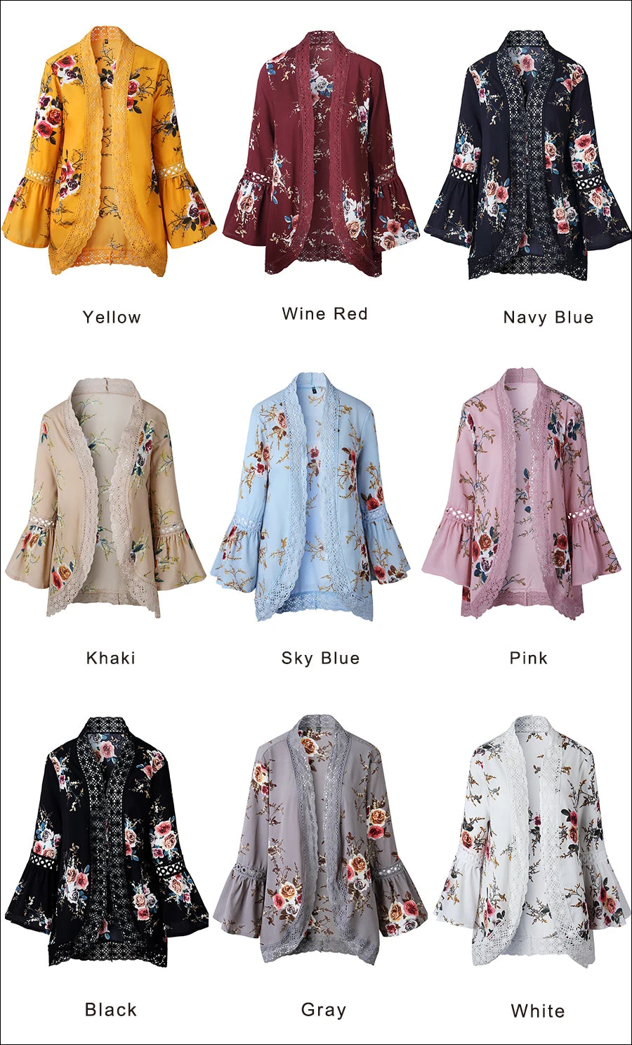 Gladiolus 2019 Spring Womens Tops And Blouses Loose Floral Print Flare Sleeve Lace Women Kimono Cardigan Summer Shirts Plus Size (72)