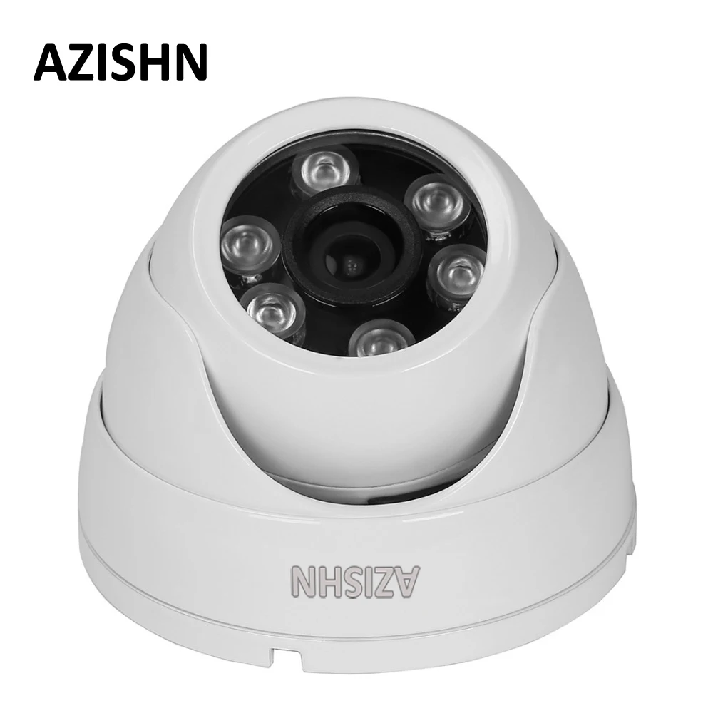 AZISHN Металла Водонепроницаемый IP купола Камера 720 P Securiy HD 6 шт. Массив ИК CCTV Камера мегапиксельная Крытый/Открытый сетевой ONVIF H.264