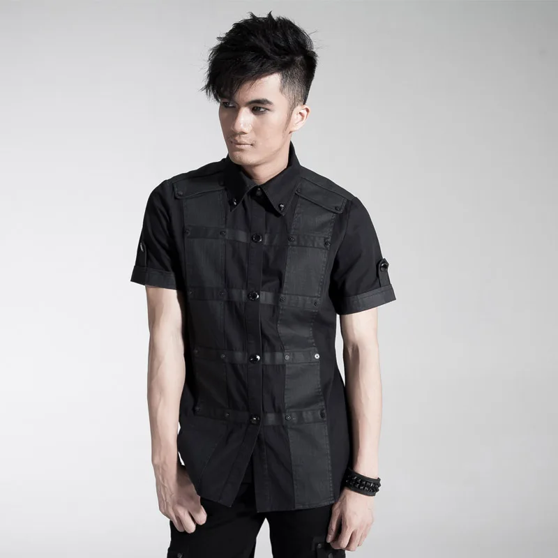 PUNK RAVE font b men b font punk personality font b shirt b font with film