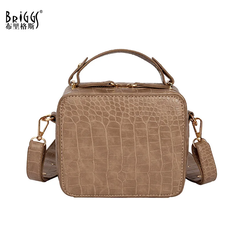 BRIGGS Small Women Handbag PU Leather Tote Bag Ladies Wide Strap Shoulder Messenger Bags Female ...