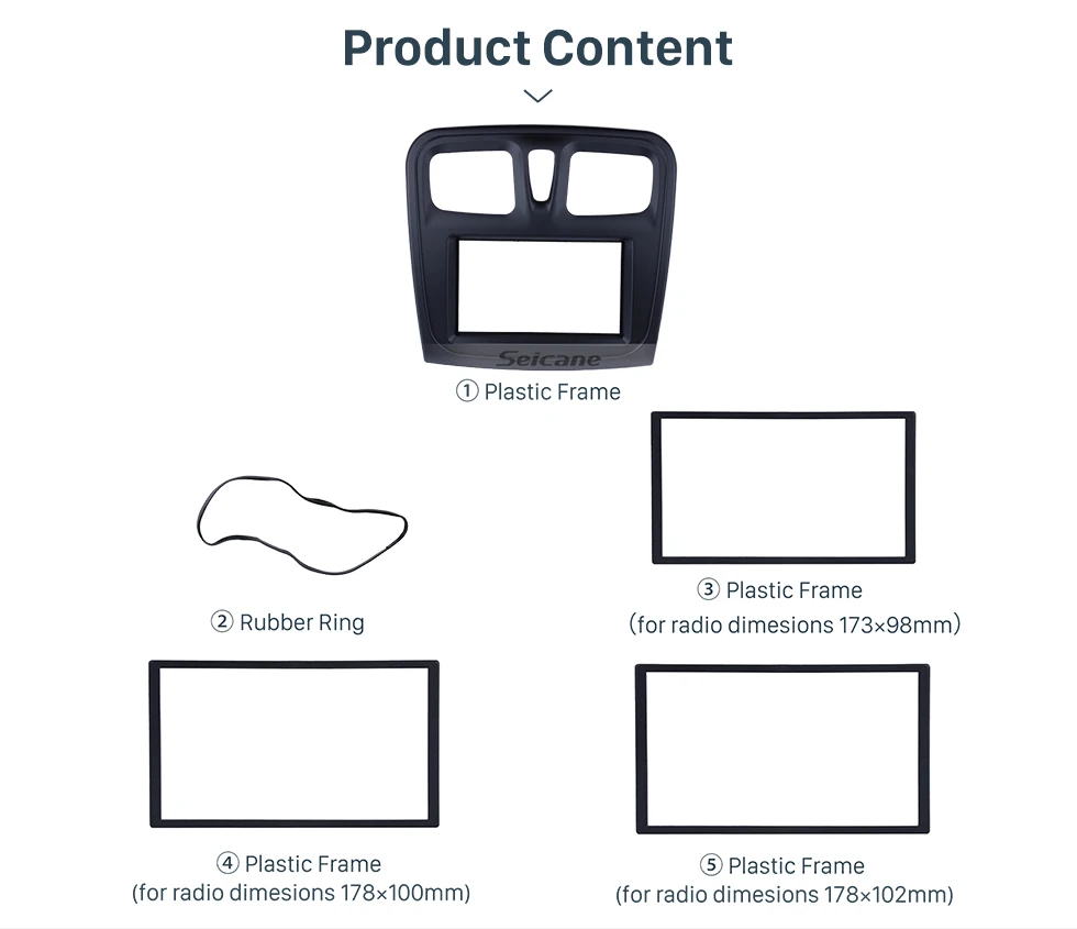 Seicane черный 173*98 мм двойной Din комплект отделки автомобиля радио Панель рамка для Renault Sandero Logan DVD плеер Крышка Тире рамка
