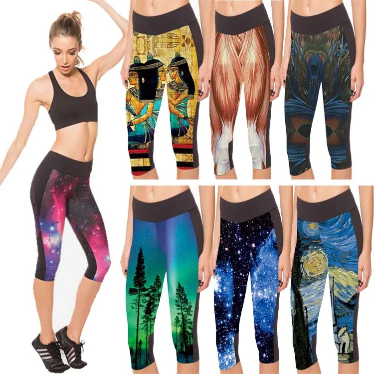Women and Men Leggings digital sky high waist absorbient pocket flat pants Leging slim capris calcas gaiter boothose wholesale