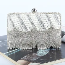 New 2016 Fashion Rhinestone Evening Bags Tassel Rhinestone Evening Bags New Evening Bag Handmade High-end Pearl Evening Bag