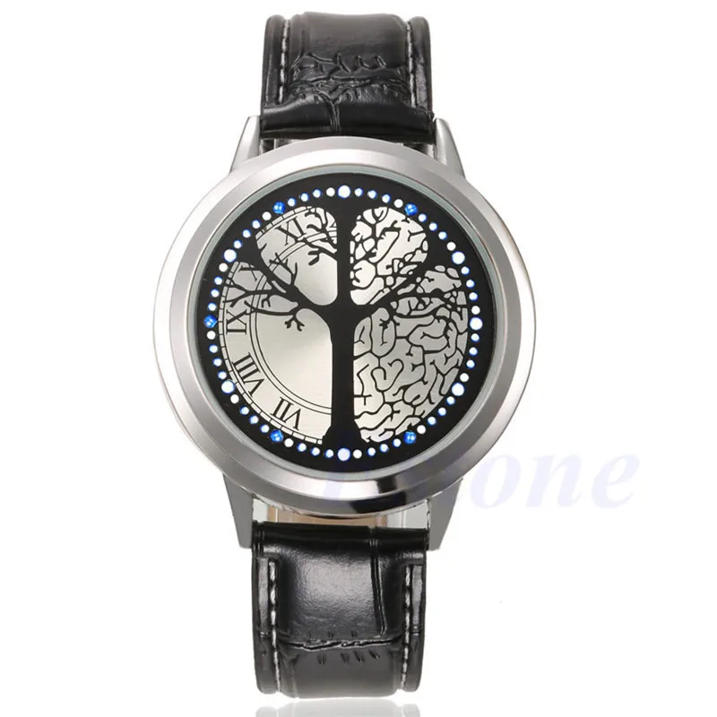 Модные мужские светодиодный цифровые часы с сенсорным экраном с кожаным ремешком женские унисекс Спортивные наручные часы gai - Цвет: T