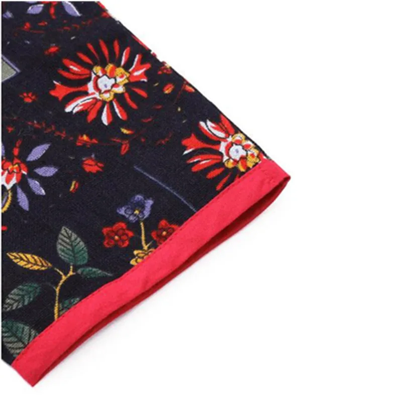 Women Vintage Print Blouse Plus Size O Neck Long Sleeve Shirt Ladies Casual Loose Cotton blend Womens Tops And Blouses #SW