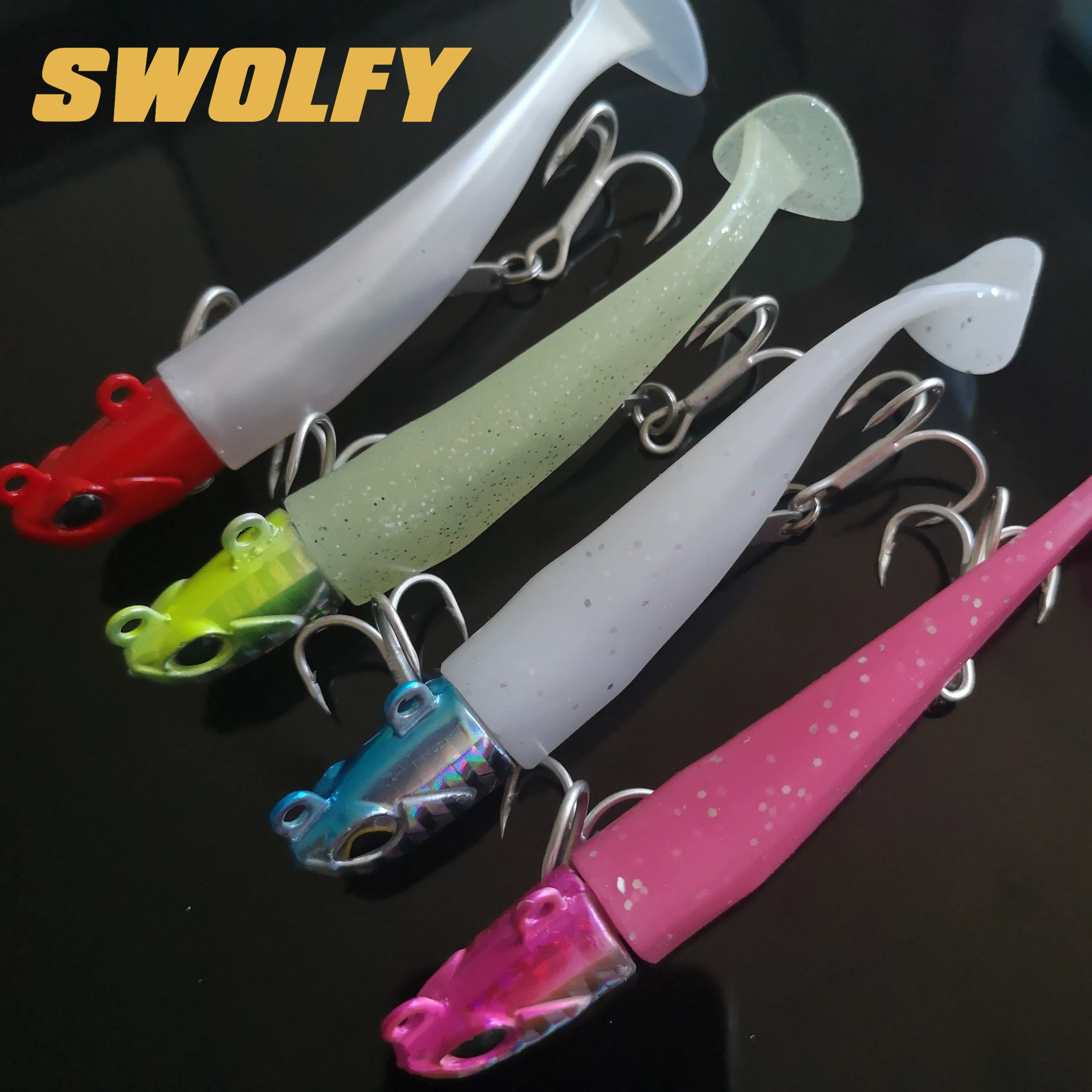 

Swolfy 4PCS 14g/21g lead jig Head Single Hook Soft Fishing Lure Wobbler Bait Sinking Jigging Sea Fishing Peche Pesca Fishing