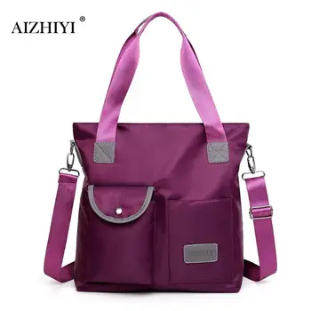 

Ladies Big Solid Color Nylon Women Shoulder Messenger Bag Large Capacity Shopping Totes Casual Daily Handbag 2019 New Fashion