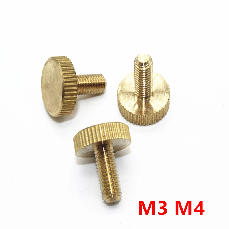 10pcs M3 M4 Brass Thumb Screw Knurled Flat Head Hand Tighten Thumb