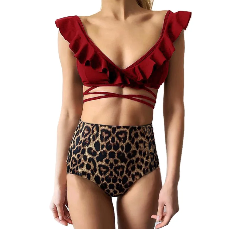 

Bikini 2019 Swimwear Sexy Women Swimsuit Swimwear Women High Waist Bikini Set Push Up Bathing Suit Beachwear Ruffled Bi
