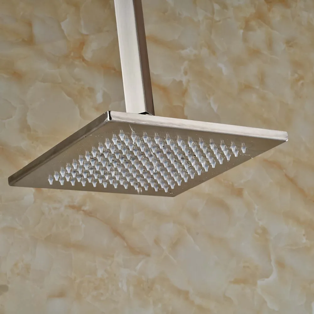 Solid Brass Nickel Brushed 8" Rain Shower Head Square Shower Sprayer