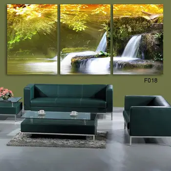 

Free Shipping 3 piece wall art picture on Canvas The beauty of the waterfull scenery Picture Modern Pictures home decor