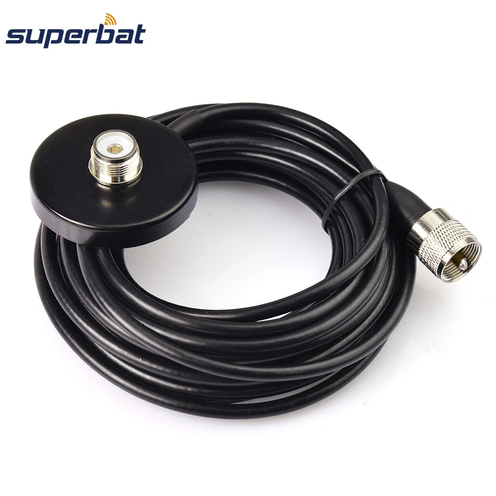 Superbat Vehicle/Car Mobile Radio VHF/UHF Dual Band Antenna 9cm Base Magnetic Mount BNC Male Plug 5M Cable for BC125AT Scanner