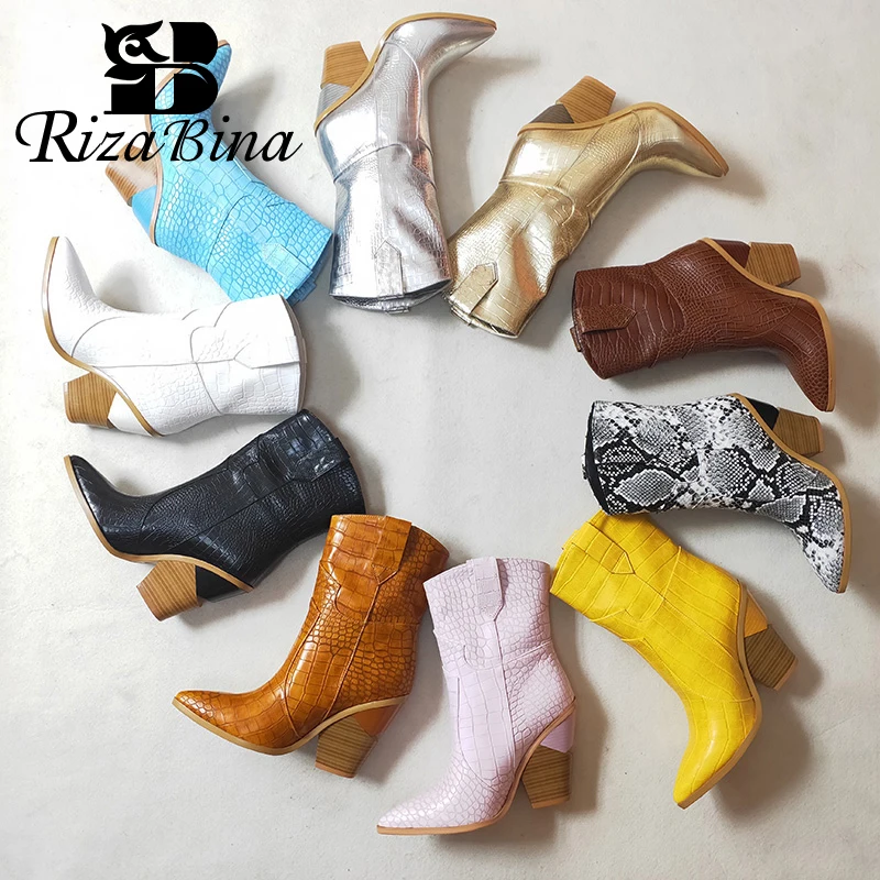 RIZABINA/Большие размеры 33-46 новые Брендовые женские ботильоны зимняя обувь с узором