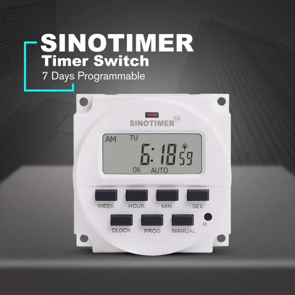 SINOTIMER 220 В еженедельно 7 дней программируемый цифровой реле времени таймер управления для электрического прибора 8 вкл/выкл установка