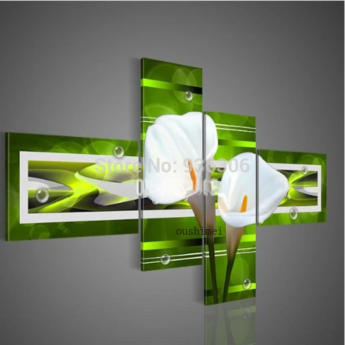 

Handmade Abstract Oil Painting On Canvas Green Paintings Wall Art Pictures Lily Flower For Living Room Decor Arts And Craft Art