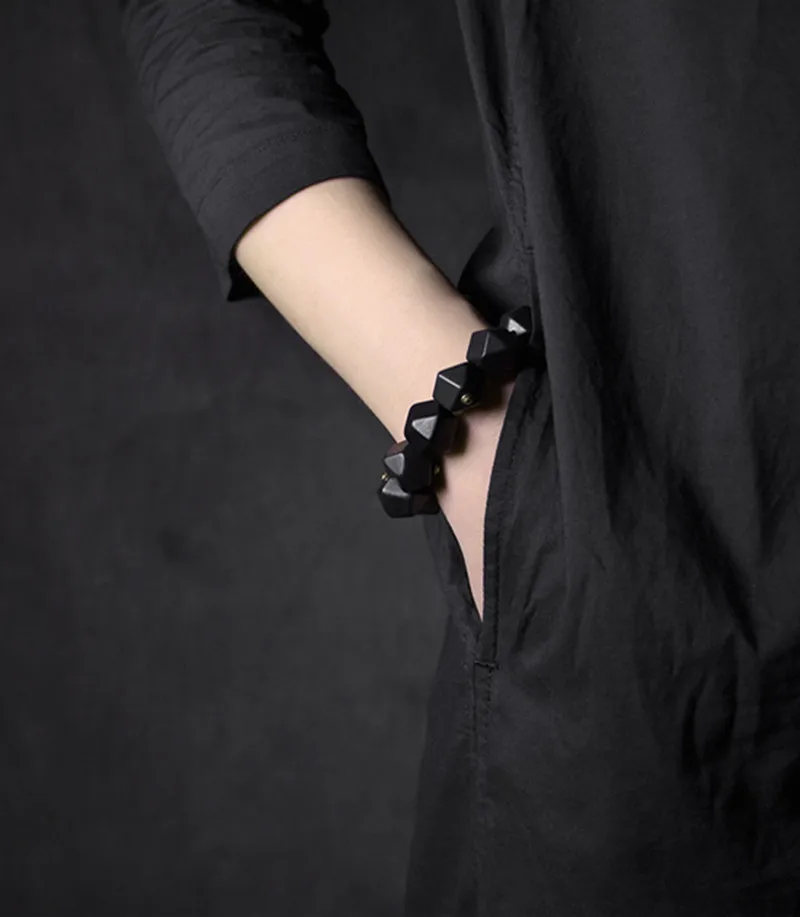 Black Ebony Vintage Copper Bracelet Handmade Brass Jewelry For Men Women OM Prayer Unisex Geometric Fashion Bangle (8)