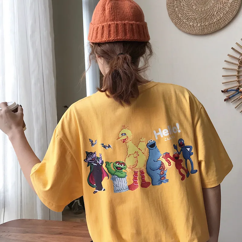 

Vintage Funny Cartton Animal Women T Shirt 2019 Summer Hip Hop Streetwear Harajuku O Neck Kawaii Female Tee Shirts Tops