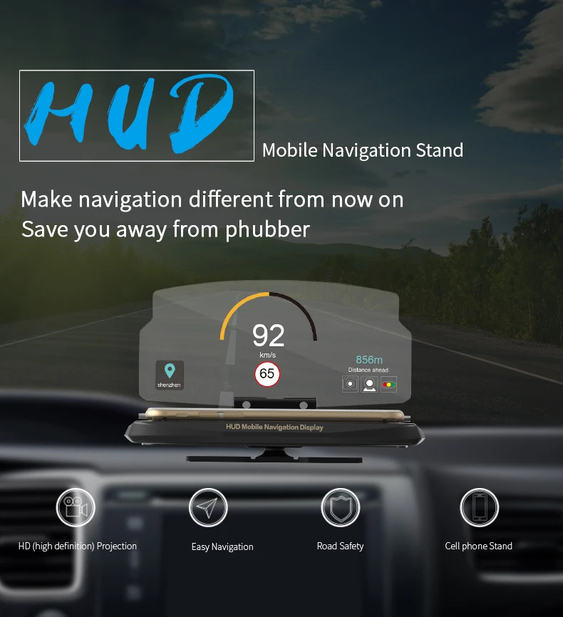Смартфон проектор HUD Дисплей Держатель Автомобильный gps навигатор подставка держатель для телефона