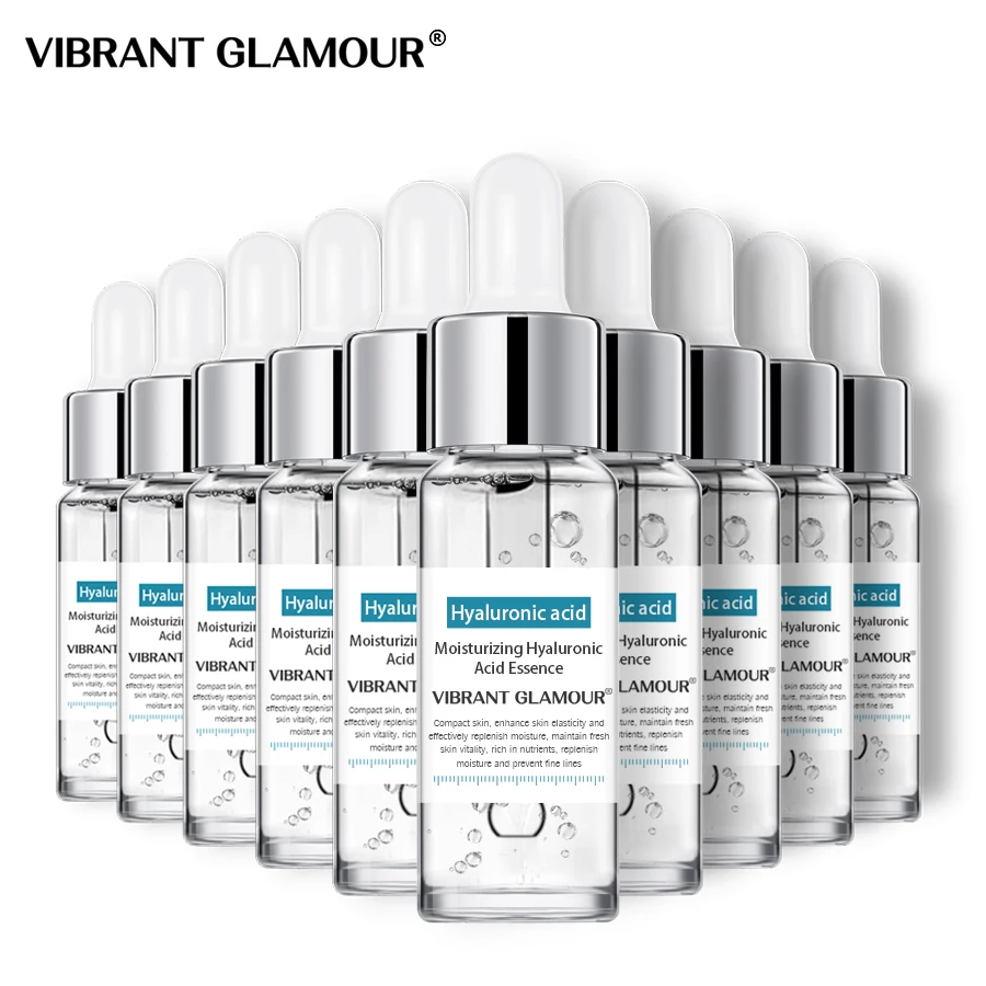VIBRANT GLAMOUR Hyaluronic Acid Shrink Pore Face Serum Moisturizing Whitening Essence Anti-Aging Deep hydration Skin Care 10pcs