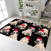 Дети мультфильм мопса Рождественская шапка ковры для ребенка дома Гостиная большой черный Спальня дверь кухни пол коврики