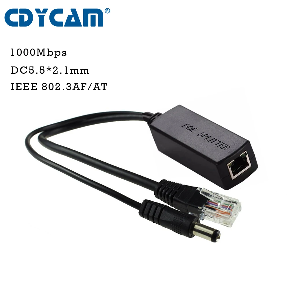 Cdycam IEEE 802.3af/802.3AT Gigabit активный сплиттер PoE Power Over Ethernet 48V to 12V 1A 2A 10/100/1000Mbps|Коробки