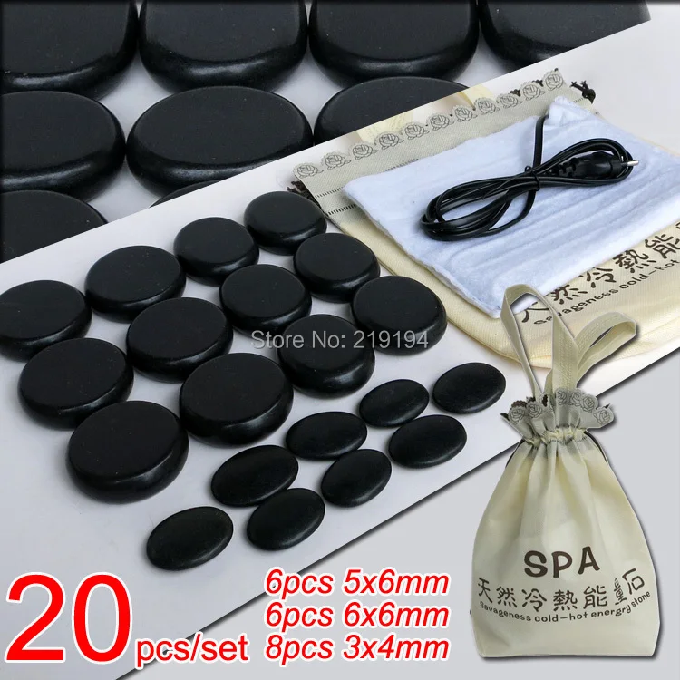 

New! 20pcs/set Hot stone SE pendant set Beauty Salon SPA with heater bag CE and ROHS