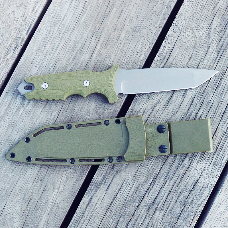 

Top Quality Fixed Blade Combat Hunting Titanium Knife Camping Tactical Survival Knife Wilderness Jungle Bowie Knifes + K Sheath