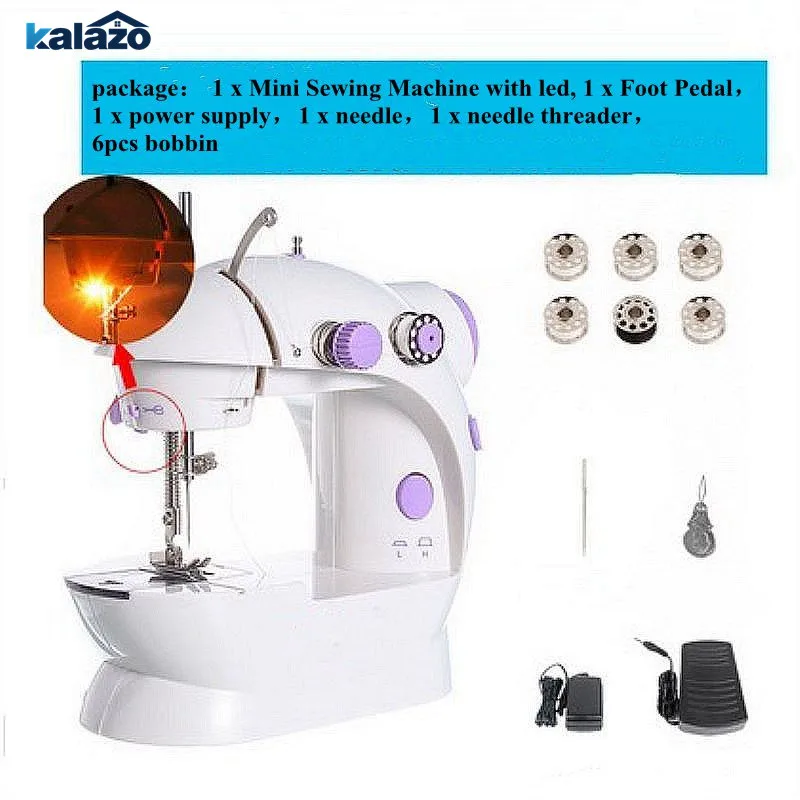 

1pc Electric Mini Sewing Machine For Home Hand Machine To Sew Dual Speed Adjustment With Light Foot AC100-240V Sewing Machine