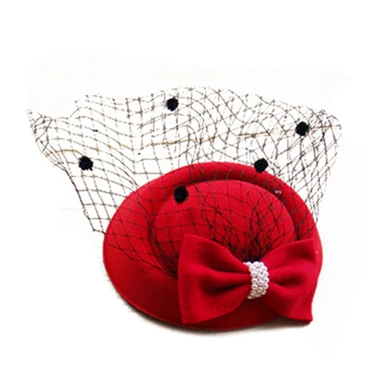 

Women's Fascinators Hat Pillbox Hat Cocktail Party Hat with Dot Veil Bowknot Hair Clip
