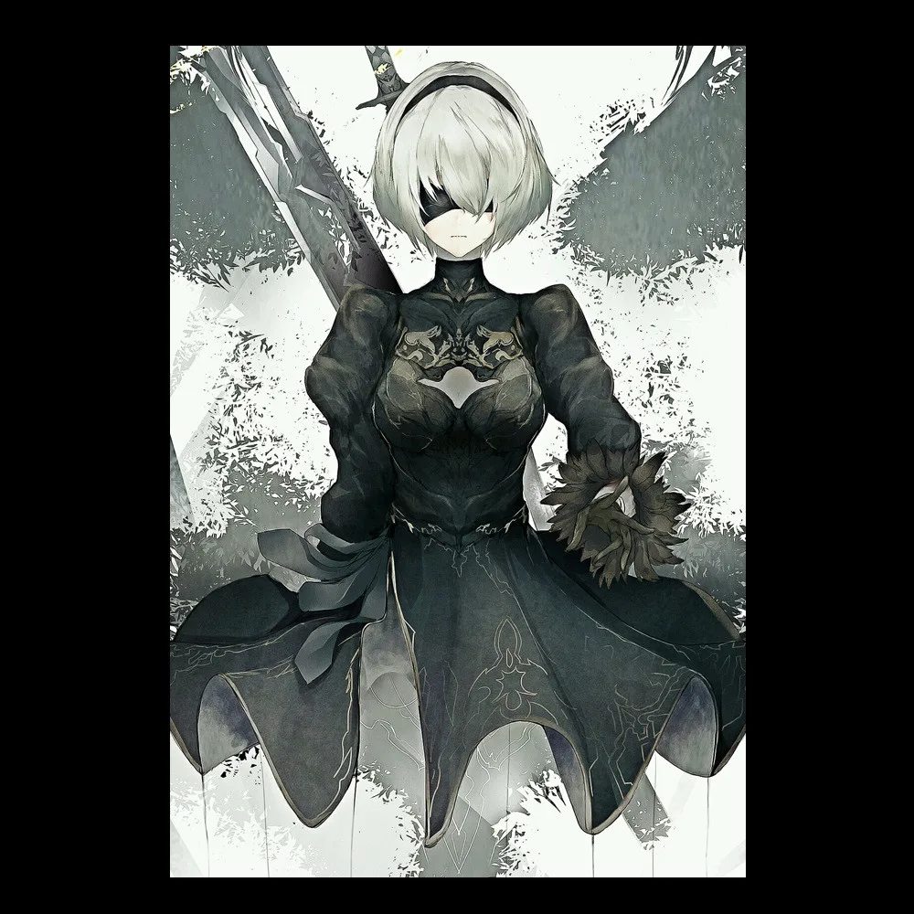 8 шт./лот NieR: Automata NieR 2B игрушки плакаты стикеры Настенные картины Йорга № 2 Тип B Размер плаката: 42 см x 29 см