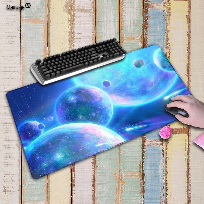 

Mairuige Beautiful Blue Space Durable Rubber Large Lock Edge Gaming Speed Mouse Mat Pad Size for300*700 300*800 and 400*900*3mm