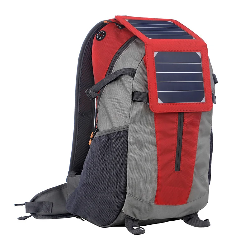 

External Frame Backpack with 5 Watts Solar Charger Battery Pack Hiking Camping Trekking Fishing BB55