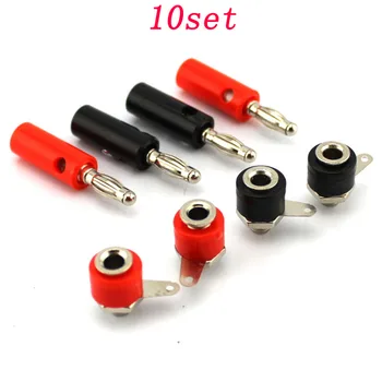 

10set 4mm Lantern Plug (Connector + Seat) Crocodile Chuck Banana Male Female Terminal Connector w/ Base Mount Model Part