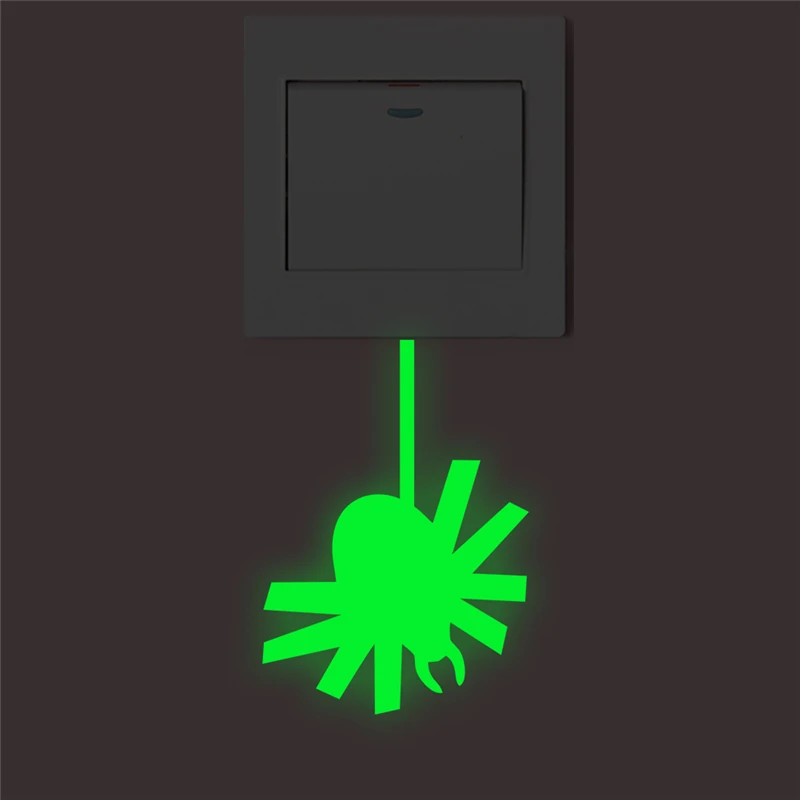 creative spider luminous switch stickers kids rooms home decor glow in the dark fluorescent wall decals vinyl wallpaper | Дом и сад