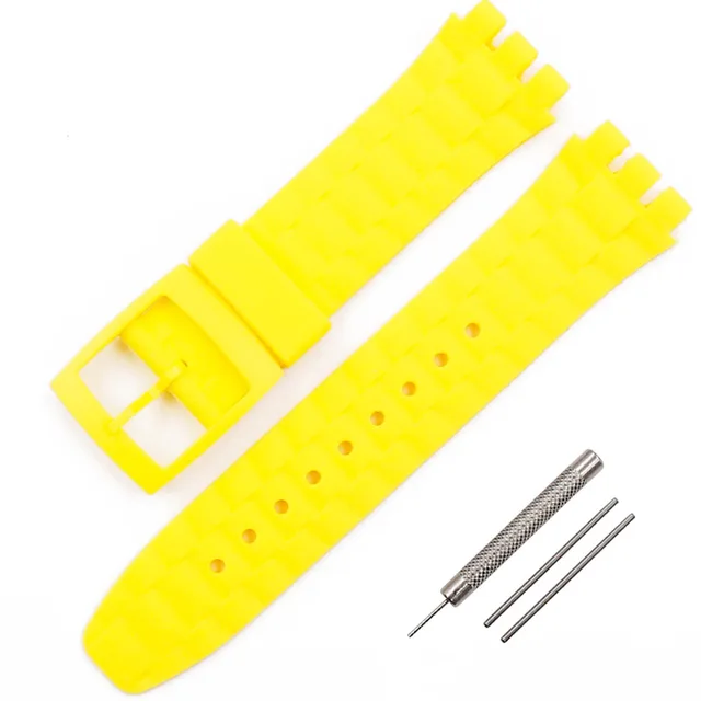 Watch accessories silicone strap men suitable for Swatch rubber strap female beach spree suuk400suuw100 bracelet 21mm watch band yellow