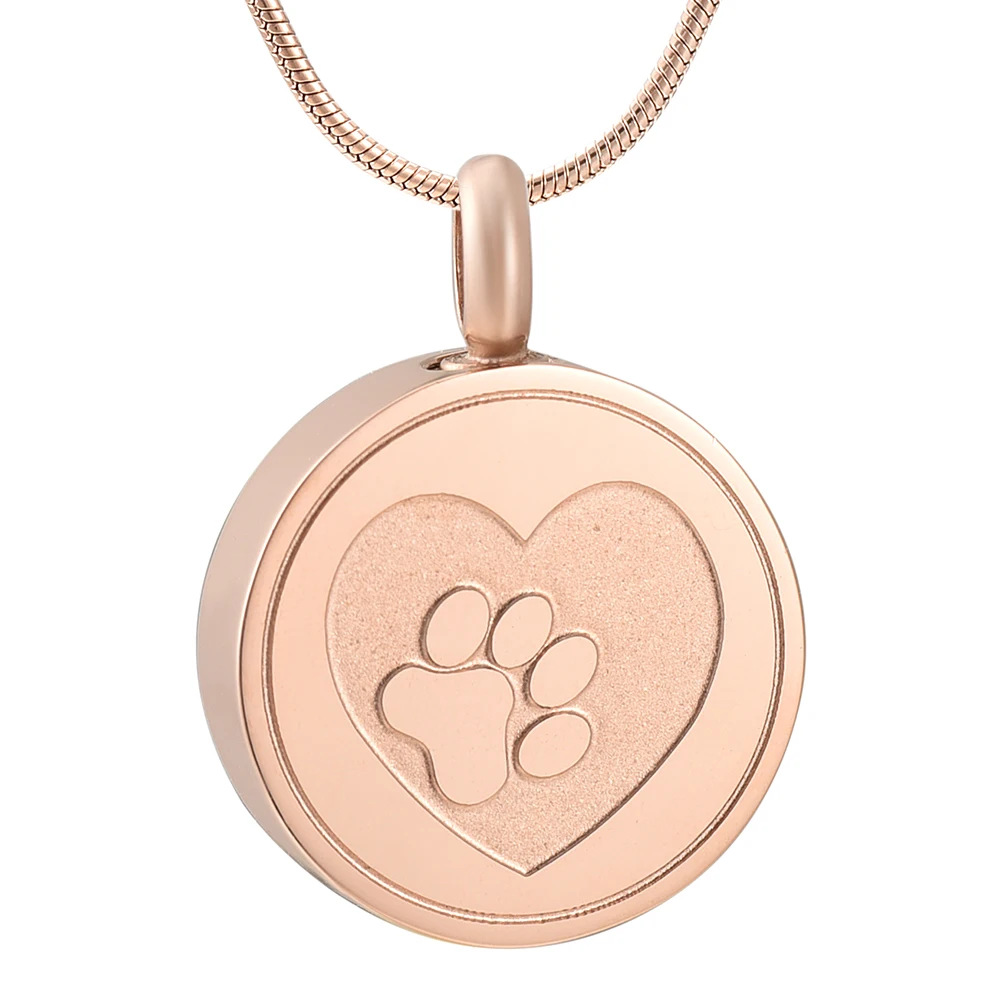 Ijd9883 Stainless Steel Paw Print Round Shape Cremation Pendant